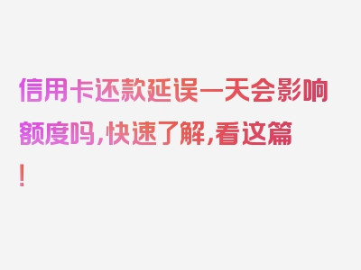 信用卡还款延误一天会影响额度吗，快速了解，看这篇！