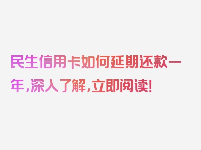 民生信用卡如何延期还款一年，深入了解，立即阅读！