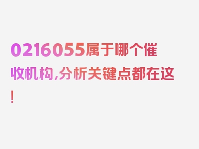 0216055属于哪个催收机构，分析关键点都在这！