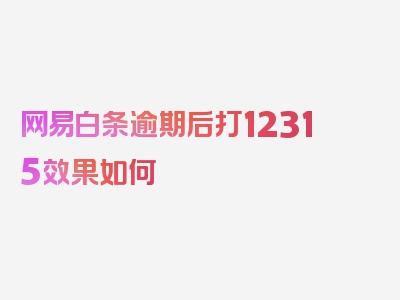 网易白条逾期后打12315效果如何