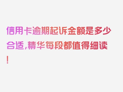 信用卡逾期起诉金额是多少合适，精华每段都值得细读！