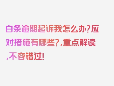 白条逾期起诉我怎么办?应对措施有哪些?，重点解读，不容错过！