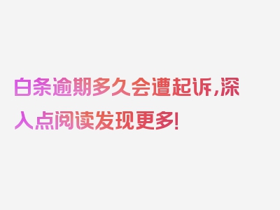 白条逾期多久会遭起诉，深入点阅读发现更多！