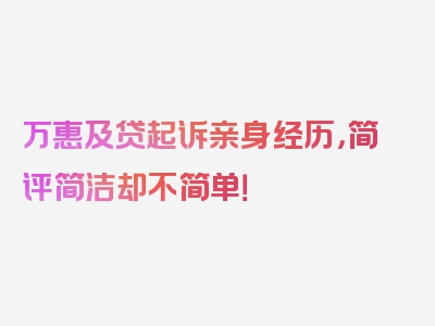 万惠及贷起诉亲身经历，简评简洁却不简单！