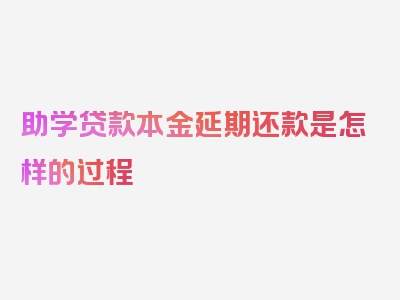 助学贷款本金延期还款是怎样的过程