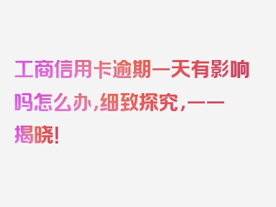 工商信用卡逾期一天有影响吗怎么办，细致探究，一一揭晓！