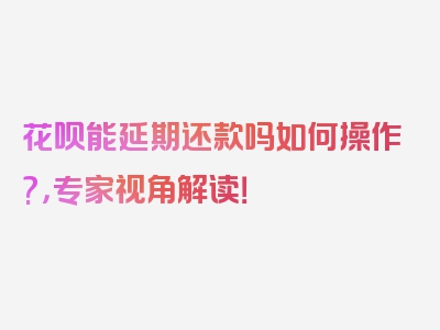 花呗能延期还款吗如何操作?，专家视角解读！