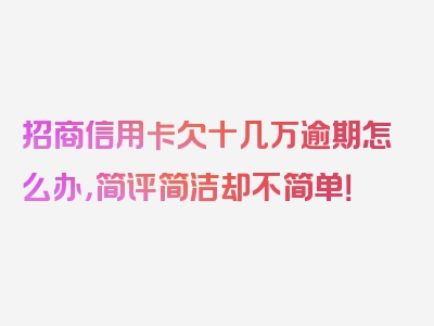 招商信用卡欠十几万逾期怎么办，简评简洁却不简单！