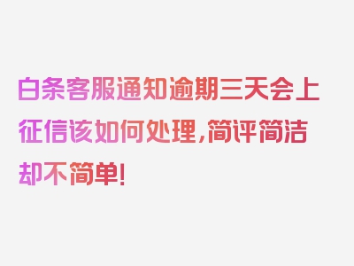 白条客服通知逾期三天会上征信该如何处理，简评简洁却不简单！