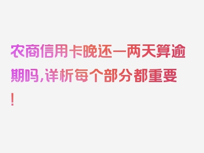 农商信用卡晚还一两天算逾期吗，详析每个部分都重要！