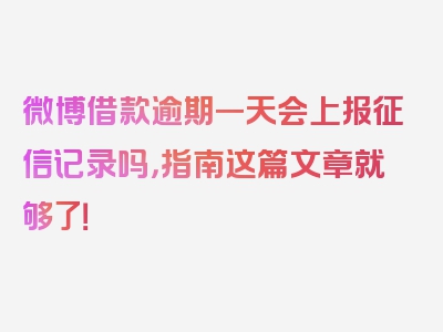 微博借款逾期一天会上报征信记录吗，指南这篇文章就够了！