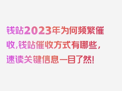 钱站2023年为何频繁催收,钱站催收方式有哪些，速读关键信息一目了然！