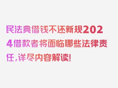 民法典借钱不还新规2024借款者将面临哪些法律责任，详尽内容解读！