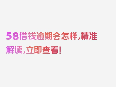 58借钱逾期会怎样，精准解读，立即查看！