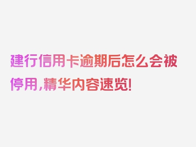 建行信用卡逾期后怎么会被停用，精华内容速览！