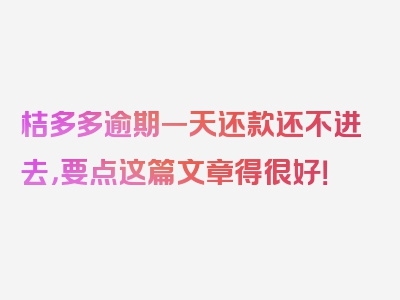 桔多多逾期一天还款还不进去，要点这篇文章得很好！