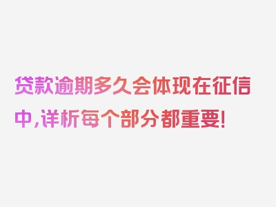 贷款逾期多久会体现在征信中，详析每个部分都重要！