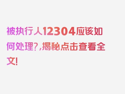 被执行人12304应该如何处理?，揭秘点击查看全文！