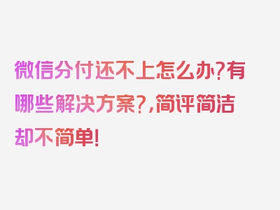 微信分付还不上怎么办?有哪些解决方案?，简评简洁却不简单！