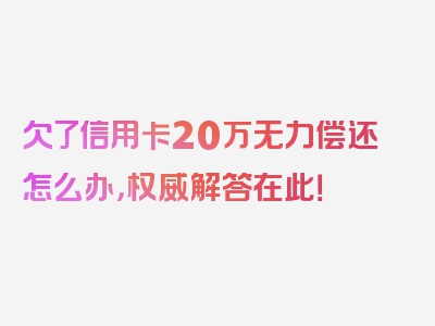 欠了信用卡20万无力偿还怎么办，权威解答在此！