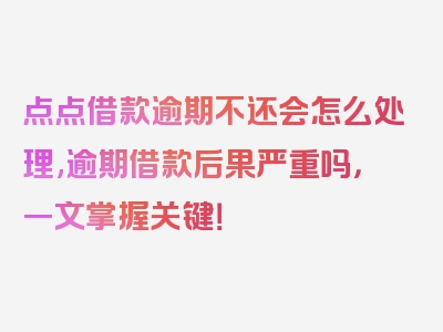 点点借款逾期不还会怎么处理,逾期借款后果严重吗，一文掌握关键！