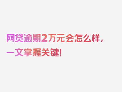 网贷逾期2万元会怎么样，一文掌握关键！