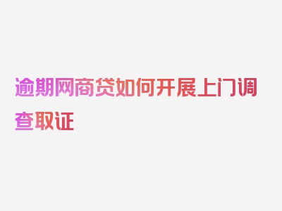 逾期网商贷如何开展上门调查取证