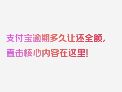 支付宝逾期多久让还全额，直击核心内容在这里！