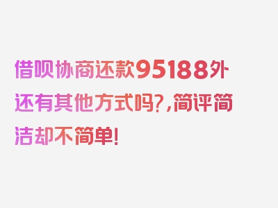 借呗协商还款95188外还有其他方式吗?，简评简洁却不简单！