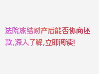 法院冻结财产后能否协商还款，深入了解，立即阅读！