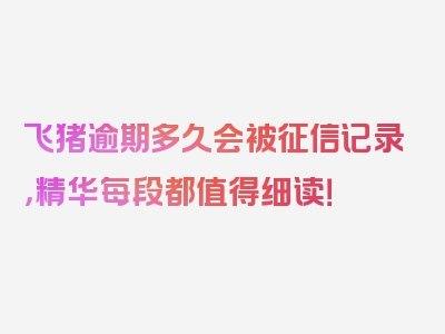 飞猪逾期多久会被征信记录，精华每段都值得细读！