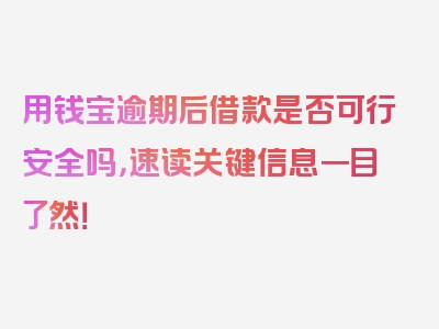 用钱宝逾期后借款是否可行安全吗，速读关键信息一目了然！