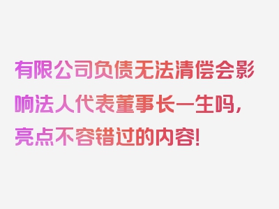 有限公司负债无法清偿会影响法人代表董事长一生吗，亮点不容错过的内容！