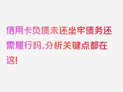 信用卡负债未还坐牢债务还需履行吗，分析关键点都在这！