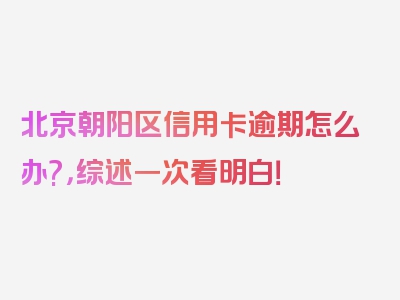 北京朝阳区信用卡逾期怎么办?，综述一次看明白！