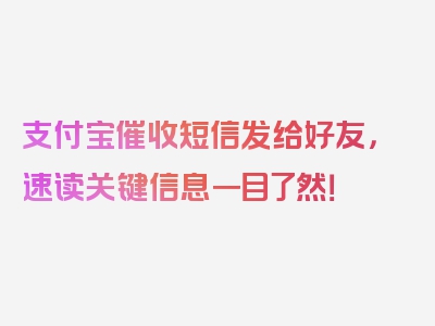 支付宝催收短信发给好友，速读关键信息一目了然！