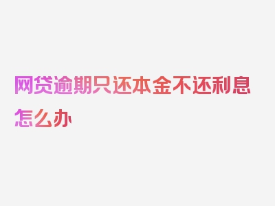 网贷逾期只还本金不还利息怎么办