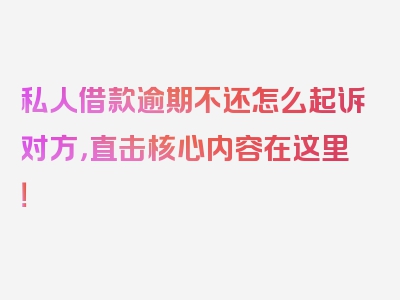 私人借款逾期不还怎么起诉对方，直击核心内容在这里！