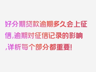 好分期贷款逾期多久会上征信,逾期对征信记录的影响，详析每个部分都重要！