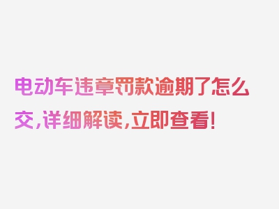 电动车违章罚款逾期了怎么交，详细解读，立即查看！