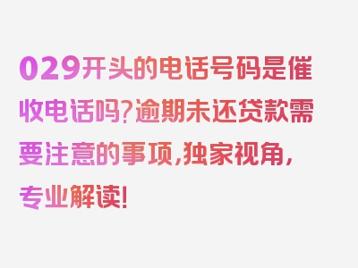 029开头的电话号码是催收电话吗?逾期未还贷款需要注意的事项，独家视角，专业解读！