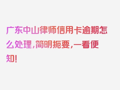 广东中山律师信用卡逾期怎么处理，简明扼要，一看便知！