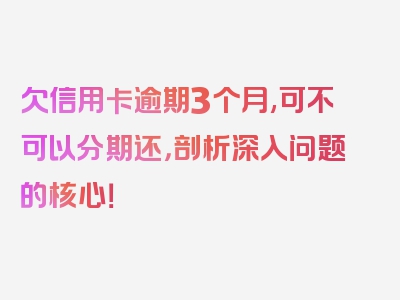 欠信用卡逾期3个月,可不可以分期还，剖析深入问题的核心！