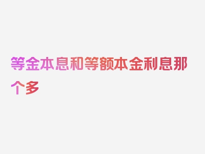 等金本息和等额本金利息那个多