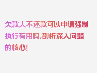 欠款人不还款可以申请强制执行有用吗，剖析深入问题的核心！