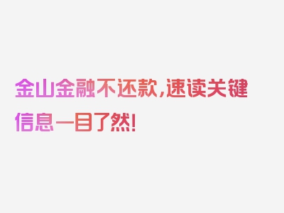 金山金融不还款，速读关键信息一目了然！