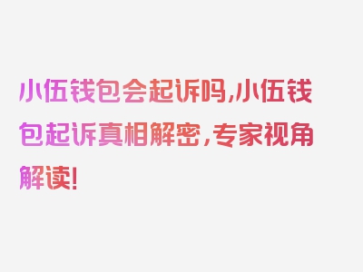 小伍钱包会起诉吗,小伍钱包起诉真相解密，专家视角解读！