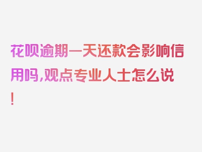 花呗逾期一天还款会影响信用吗，观点专业人士怎么说！