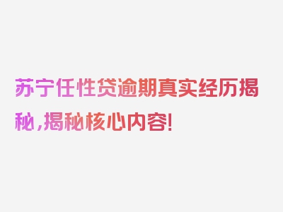 苏宁任性贷逾期真实经历揭秘，揭秘核心内容！