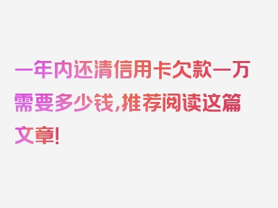 一年内还清信用卡欠款一万需要多少钱，推荐阅读这篇文章！